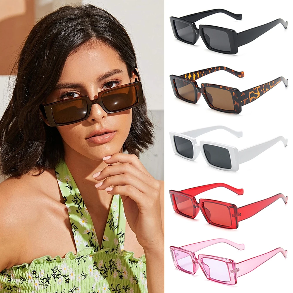 Candy Color Vintage Wide Frame Women Sunglass Small Rectangle Sunglasses Summer Female UV400 Lens Trendy Eyewear Wholesale
