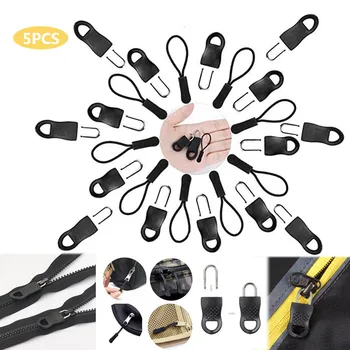 

5PCS Replacement Zipper Tags Zip Fixer for Clothes Bags Black Zipper Pull Fixer For Travel Bag Suitcase Clothes Tent Backpack