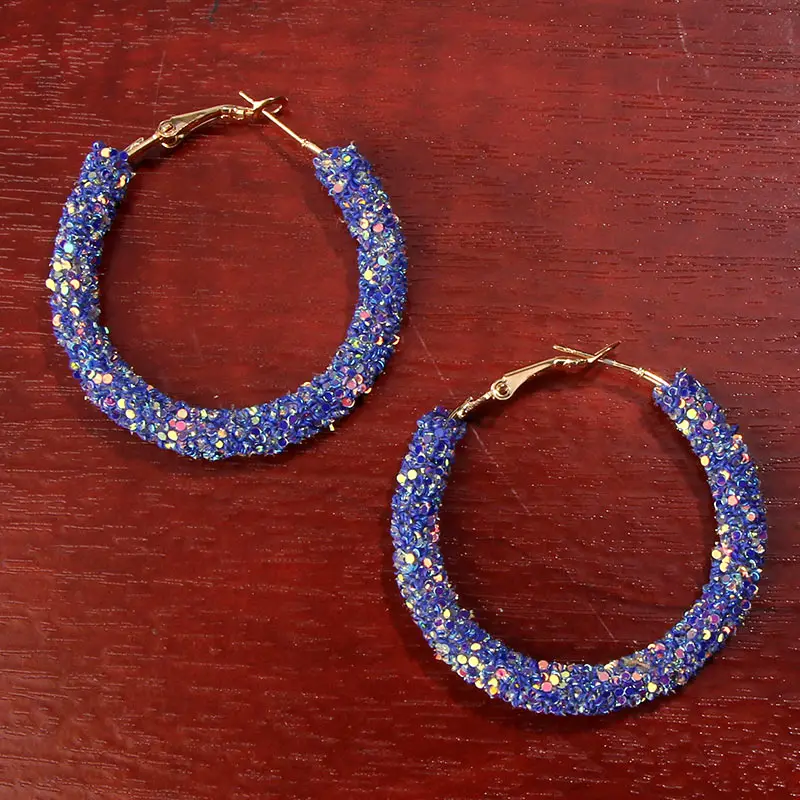 Новые блестящие серьги кольца JJFOUCS с блестками для женщин богемное вечерние