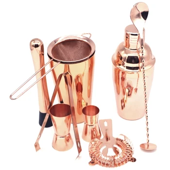 

High Quality Cocktail Shaker Set Stainless Steel Bartender Set Cocktail Filter Set 9 Piece Set