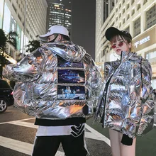 UYUK2019 осень/зима утолщенная Свободная Повседневная модная трендовая универсальная Толстовка блестящая пара мужская хлопковая стеганая куртка одежда