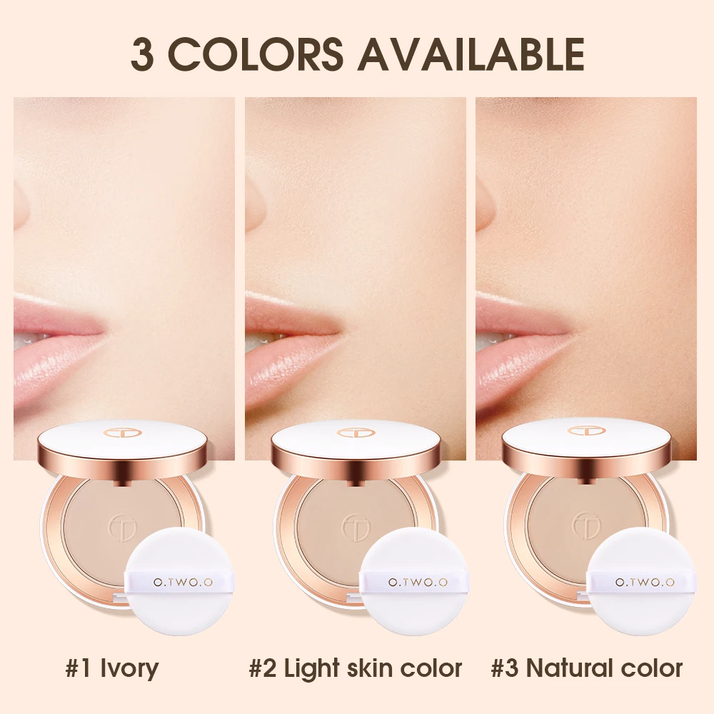 O.TWO.O Face Setting Powder Cushion Compact Powder Oil-Control 3 Colors Matte Smooth Finish Concealer Makeup Pressed Powder - Image 2