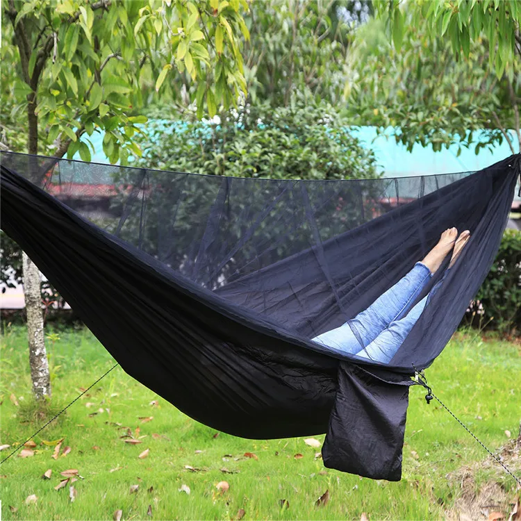 Easy Set Up Mosquito Net Hammock Tent Double Sleeping Bag With Wind Rope Portable For Camping Travel