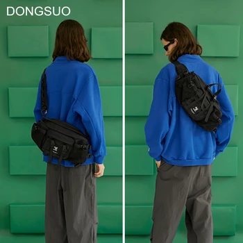 

Men waterproof Oxford Tactical messenger bag hip-hop crossbody shoulder bag black color 2020 spring summer new