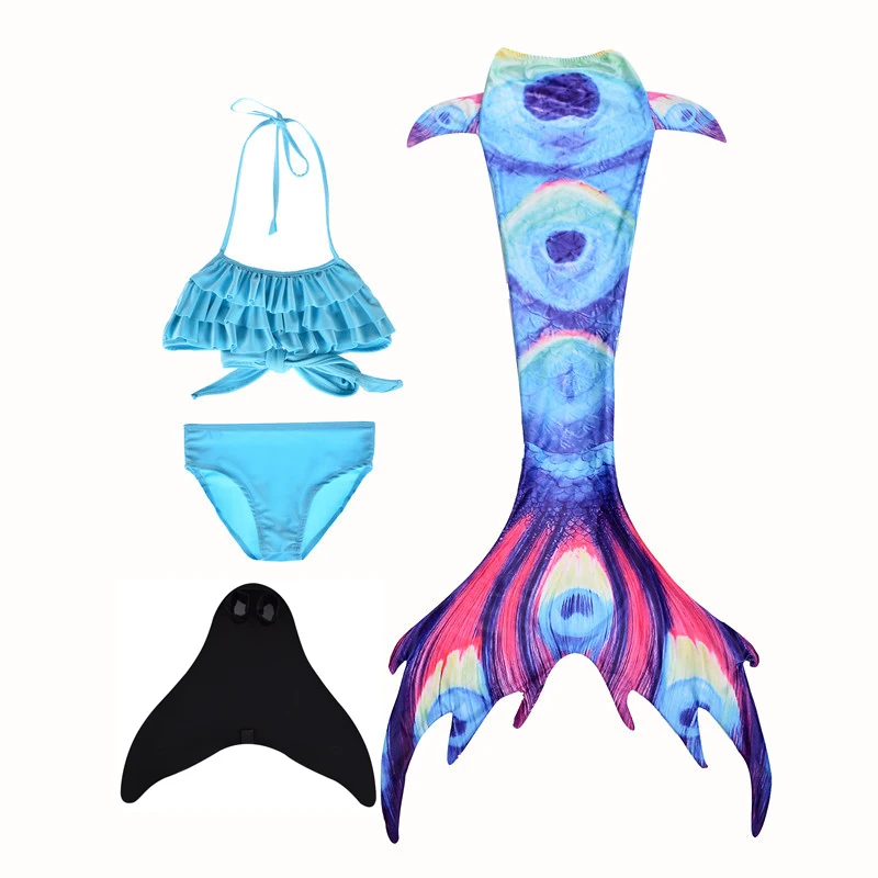 Mermaid Купальник русалки для девочек, комплект бикини, хвост русалки купальные костюмы, Детский костюм русалки, бикини для дочки, комплект бикини из 4 предметов - Цвет: Mermaid