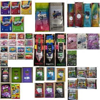 

New 5 Types Medicated Sour Skittles Edibles Packaging Empty Soft Touch Skin 400mg Rainbow Zipper Packaging Warheads Candy Packag