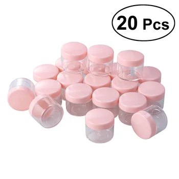 

20Pcs 20g Mini Portable Round Pot Bottles Cosmetic Travel Sample Empty Container for Facial Cream Shampoo Lotion (Pink)