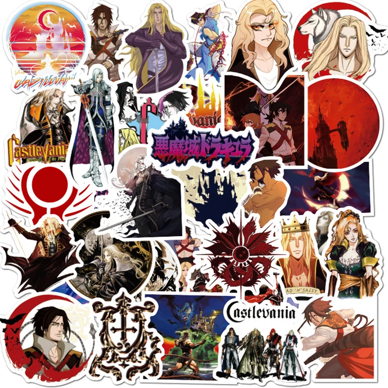 

50PCS Castlevania Game Stickers Waterproof DIY Guitar Skateboard Laptop Luggage Phone Decal Graffiti Sticker Kids Classic Toys