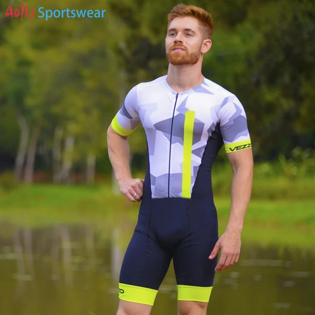 VEZZO-ropa de Ciclismo corta para hombre, Mono para triatlón, MTB