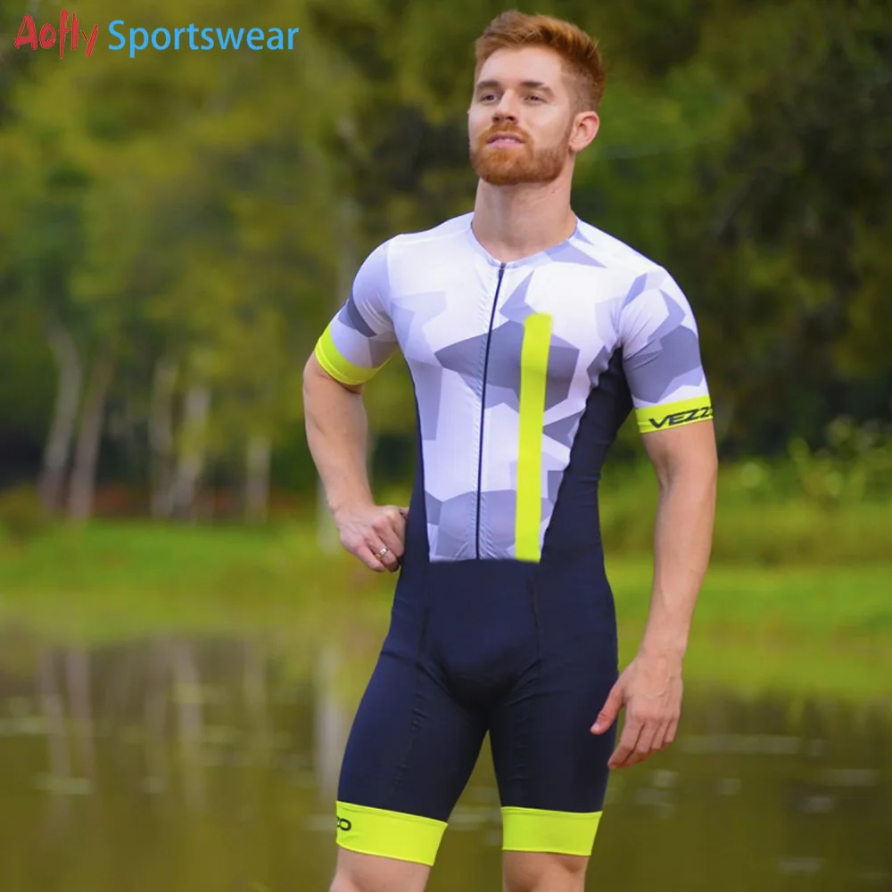 VEZZO-ropa de Ciclismo corta hombre, Mono triatlón, MTB, secado Conjunto femenino, mono