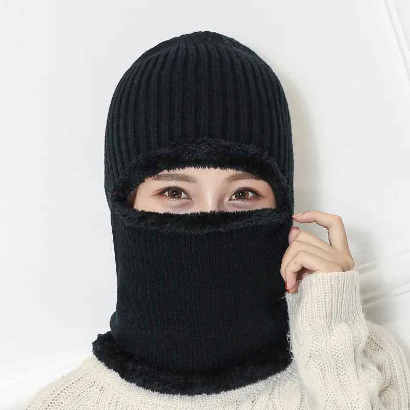 skully hat with brim Hat Men and Women Autumn and Winter Knitted Thick Woolen Hat Lovers Warm and Velvet Riding Cold Protective Collar Hat true religion skully hat