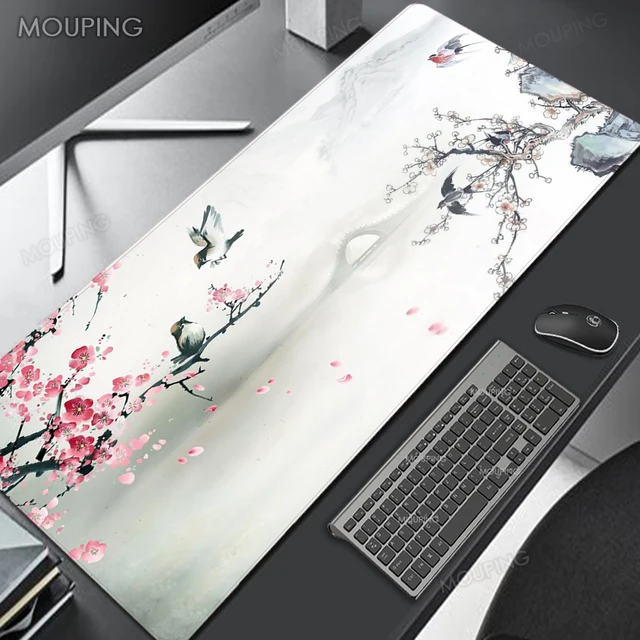 Sakura Mousepad Black Mausepad Pink Setup Gamer Accessories Office Carpet Japanese Art Mouse Pad Company Gaming Deskmat 90x40 Xl 14