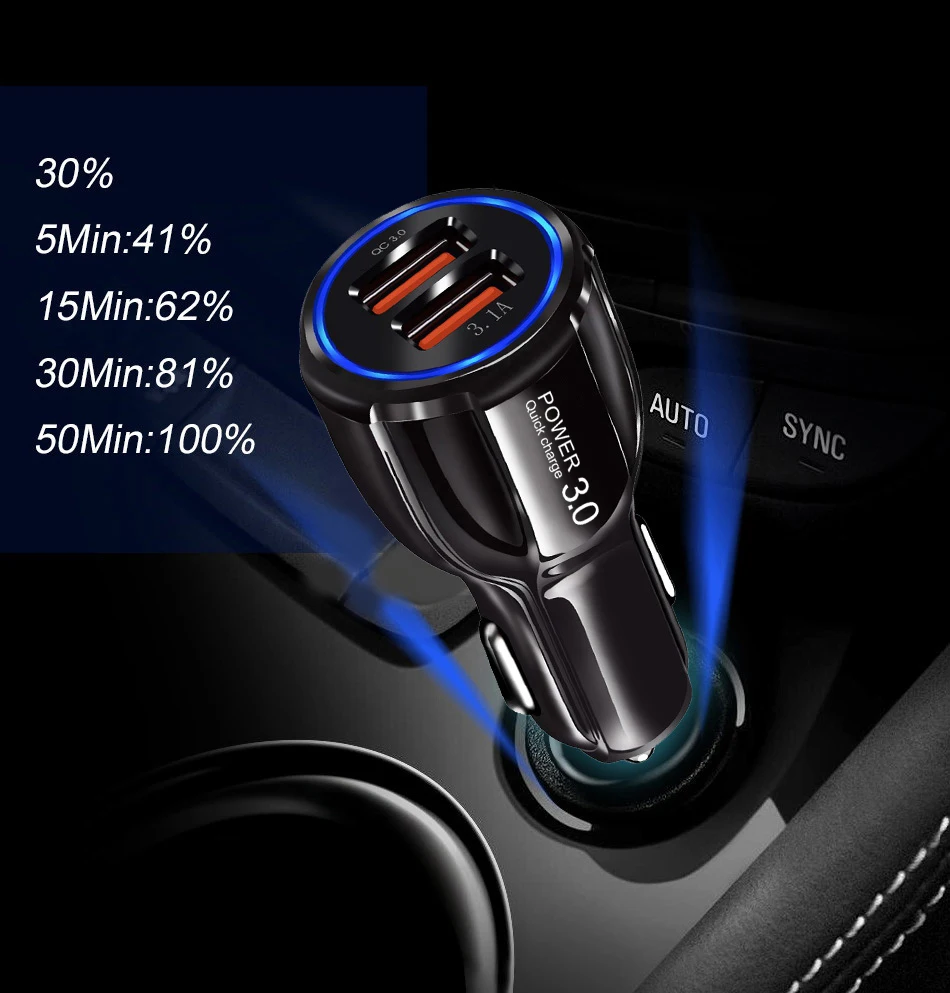 Автомобильное зарядное устройство Dual USB Quick Charge 3 0 для Citroen C2 C3 C4 Picasso C5 C4L C QUATRE c Elysee
