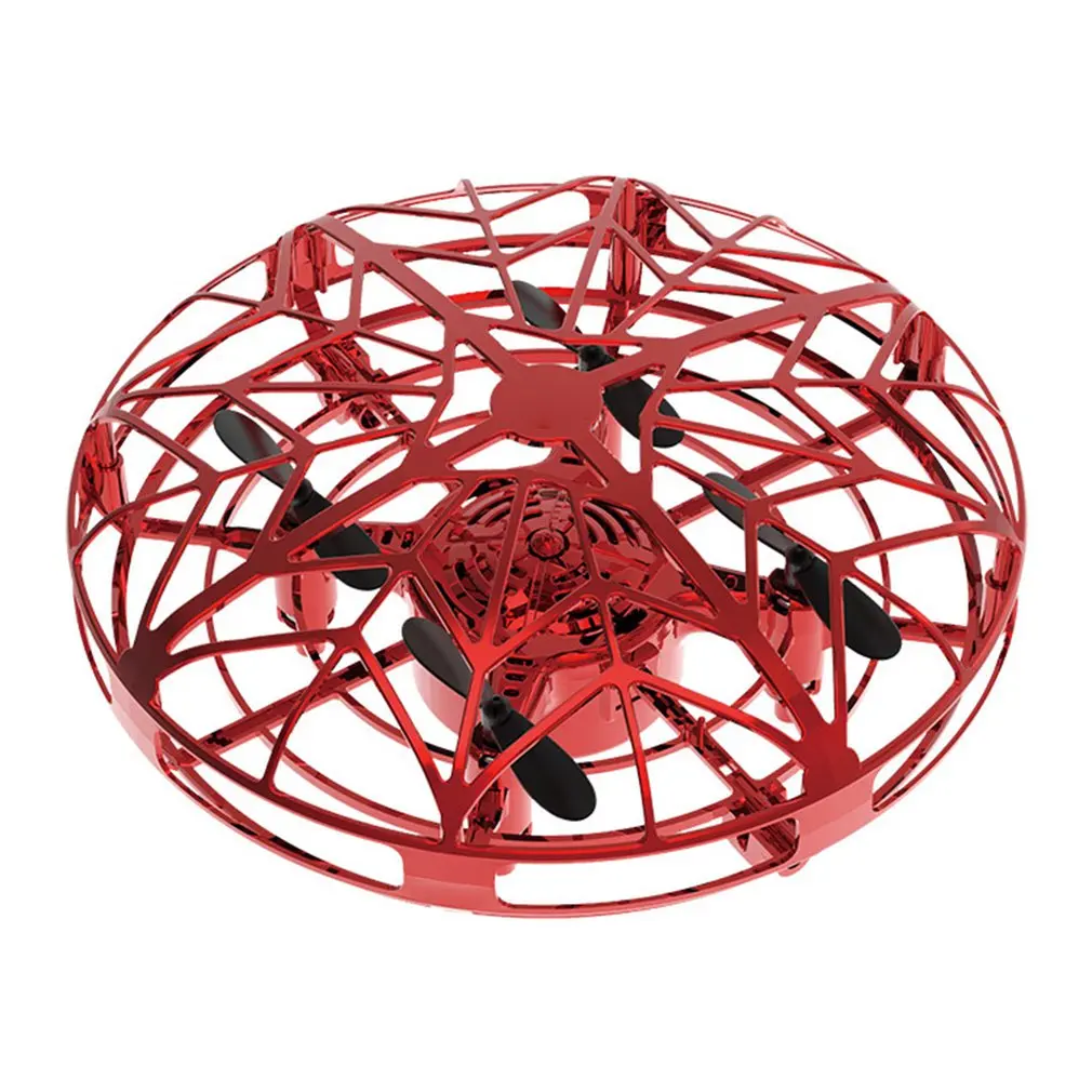 Mini Flying Helicopter UFO RC Drone Hand Sensing Aircraft Electronic Model Quadcopter flayaball Toys Small drohne For Children - Цвет: red