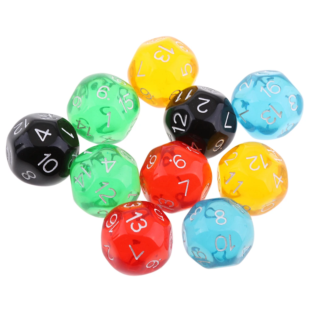 10X D16 Polyhedral Dice Translucent Dice For Dungeons And Dragons Board Dice