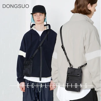

Men hip hop street style shoulder bag crossbody bag small mobile phone coin purse messenger bag black color 2020 new