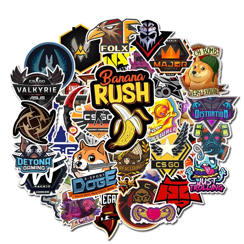 

50 PCS CS GO PVC Waterproof Children Stickers Skateboard Guitar Suitcase Motorcycle Funny Graffiti Kids Classic Toy