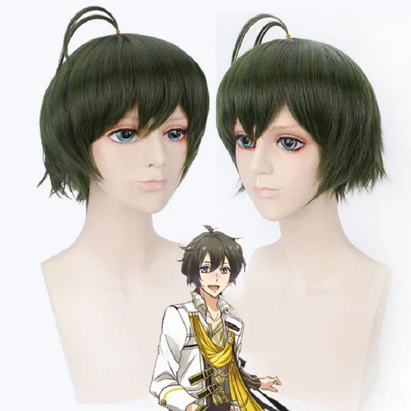 MUTSUKI HAJIME парик для косплея короткие черные зеленые синтетические волосы Аниме
