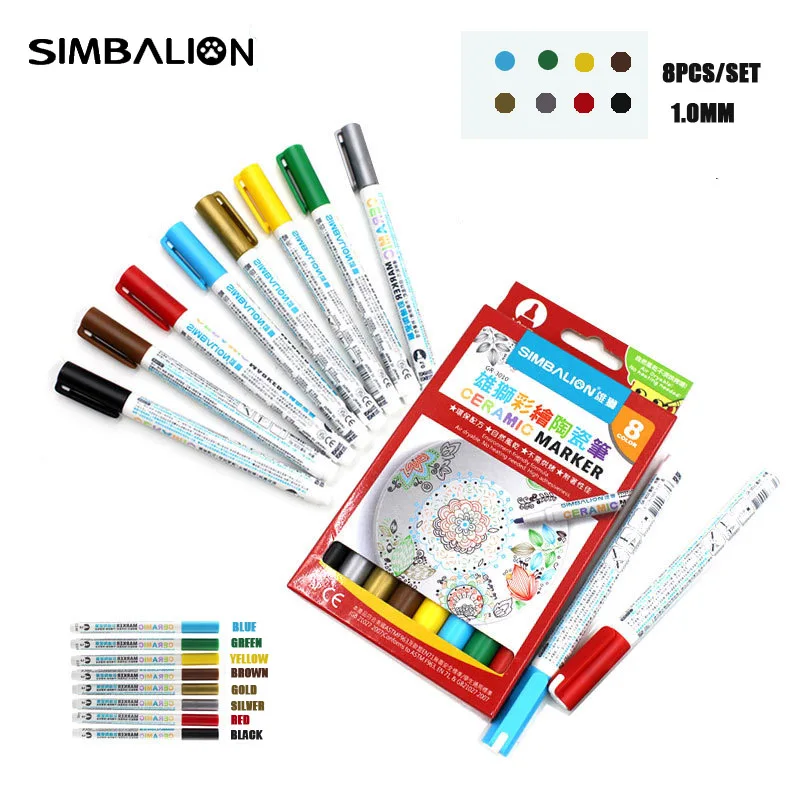 8 Colors/Set Ceramic Art Marker Pen Painting Colored Non Toxic Paint