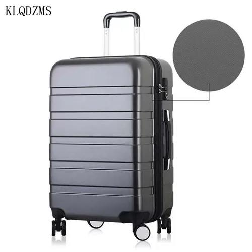 Dark gray KLQDZMS модный ABS+ PC чемодан на колёсиках, дорожный костюм, чехол с колесиками, чехол на колесиках 20 дюймов, багаж на колесиках 2" 26" 28 дюймов - Color: Dark gray