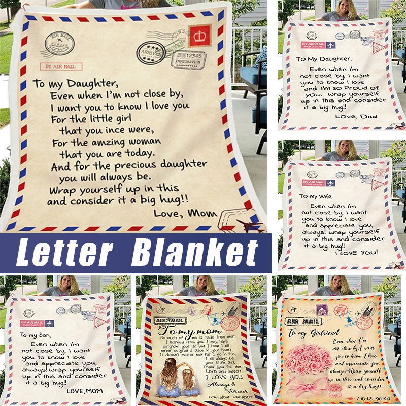 

Letter Design Blanket To My Daughter/son/Wife/Girlfriend Warm Soft Fleece Blanket Throw Blanket for Bed Sofa Bedspreads
