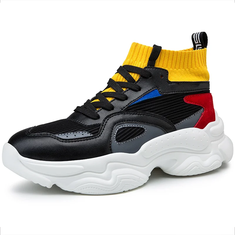 Мужская повседневная обувь; фирменные кроссовки; модные носки; ультрамодные дышащие кроссовки; Zapatillas Deportivas Hombre; Sapato Masculino Krasovki; размеры 39-45 - Цвет: Black-y