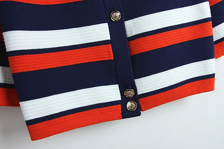 Женский однобортный Кардиган в полоску брендовый вязаный кардиган верхняя