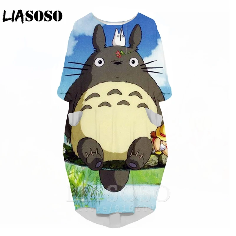 LIASOSO, аниме, 3d принт, Хаяо Миядзаки, аниме, платье для девочек, Забавное платье с Тоторо, милая мультяшная юбка Тоторо, платье с длинными рукавами для девочек - Цвет: 12