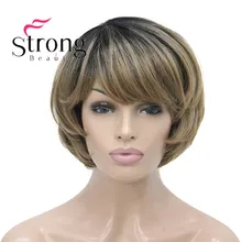 StrongBeauty короткий Боб мягкий слоистый парик Омбре Золотой синтетический парик