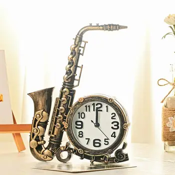 

Saxophone Shaped Alarm Clock Retro Decorative Alarm Clock Bedside Clock For Bedroom Home Decor Without Battery (Random Color)