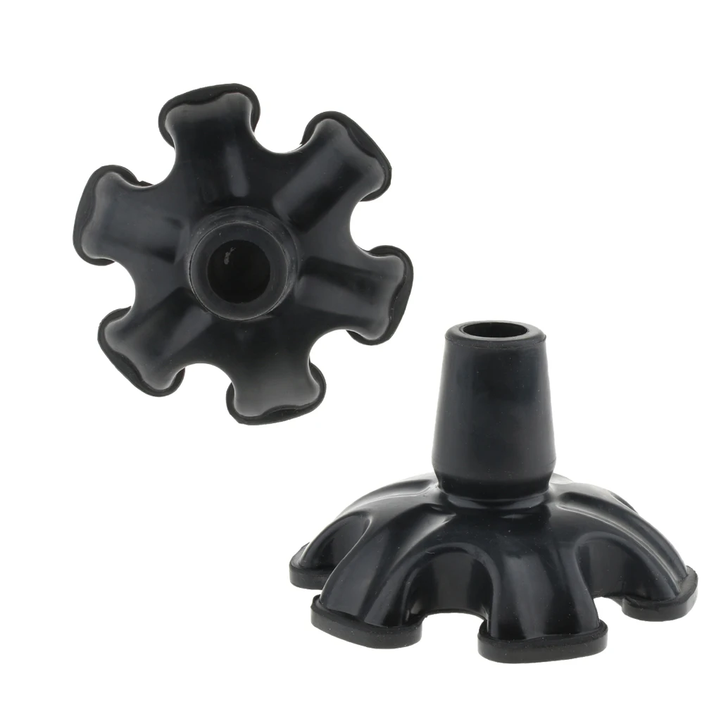 2Pcs Tripod Quad Hexagonal Rubber Replacement Tip Tools End Cap for Cane Walking Stick Crutches 3/4 Inch 19mm -Black, Hexagonal