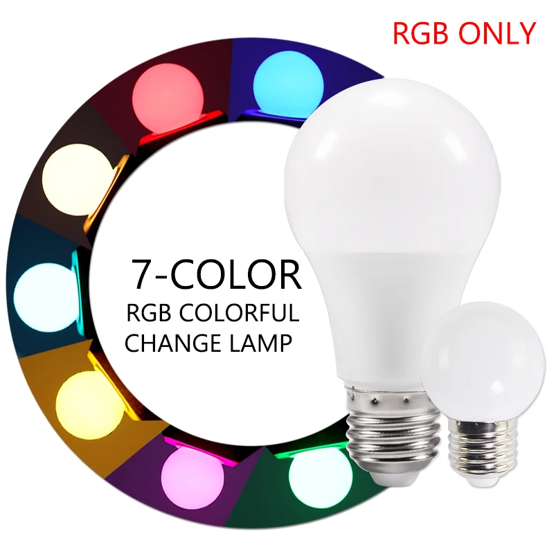 Светодиодная лампа rgb A60 G45 E27 3 Вт 7 цветной светодиодный светильник SMD 2835 220 В