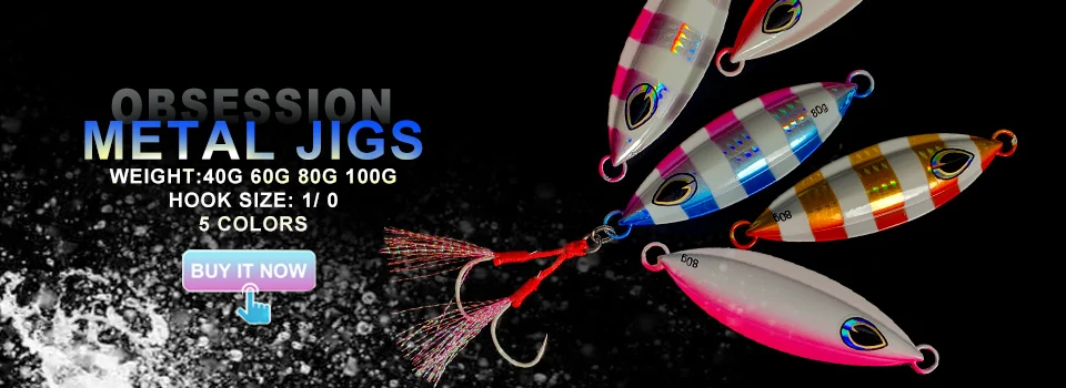OBSESSION 180g 220g Slow Metal Jigging Lure Glow Fishing Lure Bait Lure Bait Slow Fall Jigs Fishing Jig Saltwater Lure Tackle
