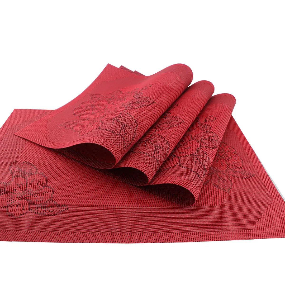 4 PCS/Set Red Christmas New Year Non woven Table Placemat Pad Table