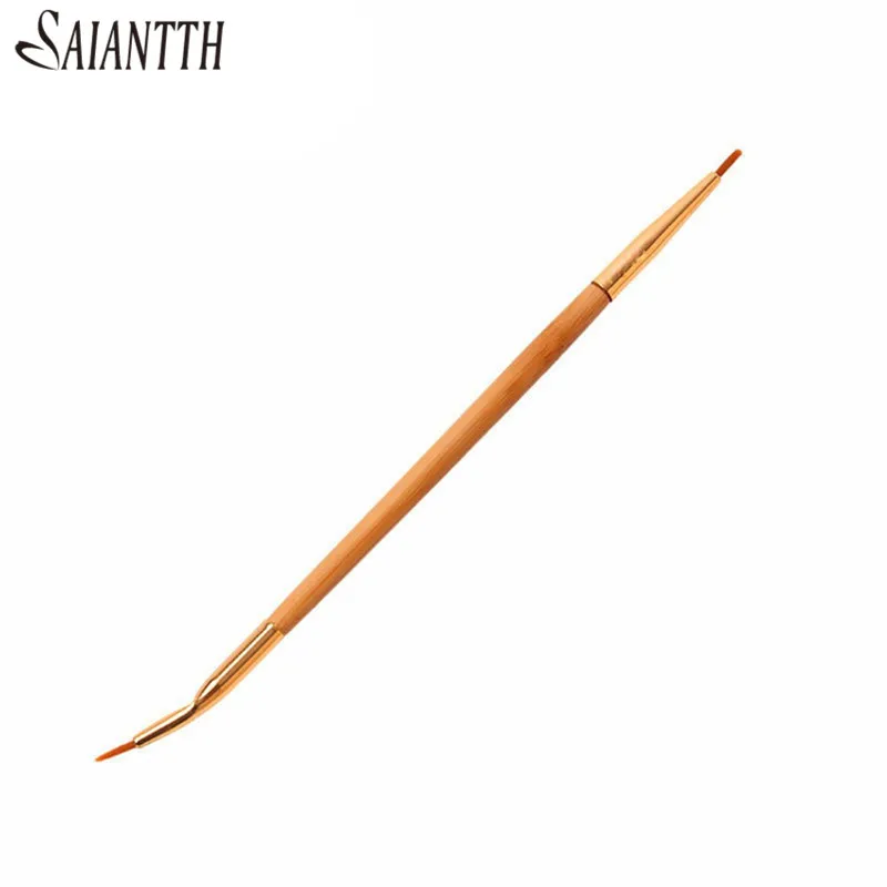 SAIANTTH Double eyeliner brush + lip makeup brushes bending dual beauty tools nature bamboo handle pincel maquiagem | Красота и