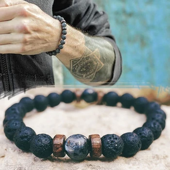 

Men Bracelet Natural Moonstone Bead Tibetan Buddha Bracelet chakra Lava Stone Diffuser Bracelets Men Jewelry gift Drop Shipping