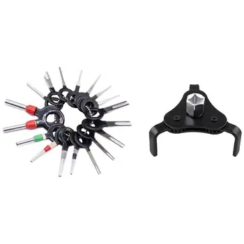 

18Pcs Wire Terminal Car Electrical Wiring Crimp Connector Pin Kit with Universal 2 Way Oil Filter Wrench 1/2 3/8