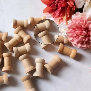 

20PCS Vintage Wooden Manual Cylinder Sewing Thread Spools Empty Bobbins Bobbins Organizer For Sewing Tape Wood Craft Tools