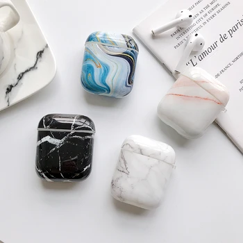

Marble Pattern Earphone Case For Apple Airpods 2 Hard PC Case Cover Charging Box Protective Shell For AirPods 1 Protective Cover