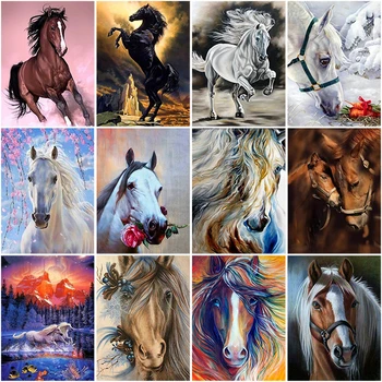 

DIY 5D Diamond Painting Horse Full Round Diamond Embroidery Animals Picture Mosaic Rhinestone Cross Stitch Home Decor