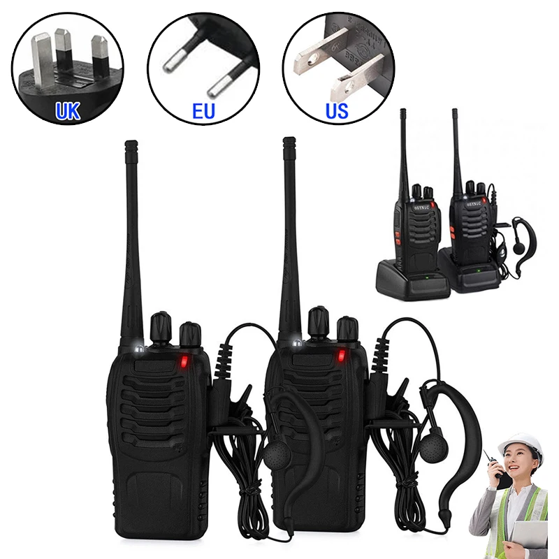 2 шт Профессиональный двухсторонний радиоприемник UHF Walkie Talkie трансивер, монтируемый без инструментов Размеры(без антенны): прибл. 60x33x115 мм