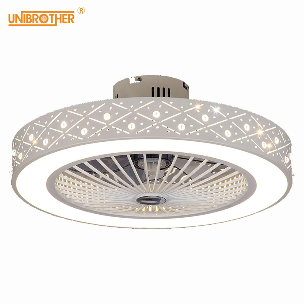 

21 inch Ceiling Fans Smart Remote Control with Lights and APP Indoor Home Decora 55cm Round Modern Fan Lamps for Bedroom
