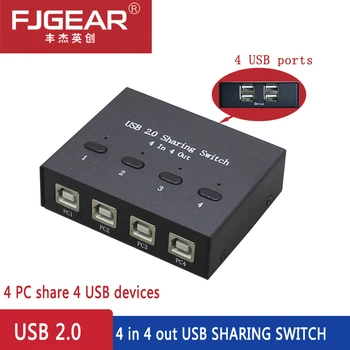 

4 Ports USB 2.0 Sharing Switch 4 in 4 out Hub 4 PC Share 4 USB Device Flash Printer Keyboard mouse U disk