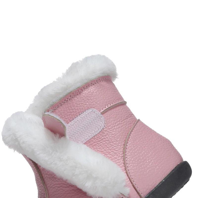 Children Snow Boots Girls Shoes Waterproof Warm Plush Genuine Leather Boots Kids Fur lining Kids Winter Shoe For Baby Boy 1-3y