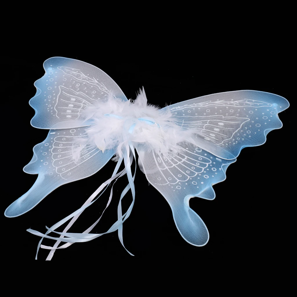 Cute Kids Girls Ribbon Feather Fairy Wings Birthday Party Outfits