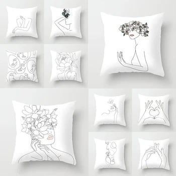 

geometric line figures home pillowcase Pinky Swear pillow sofa cushion cover simple square portrait cushion pillow covers hot