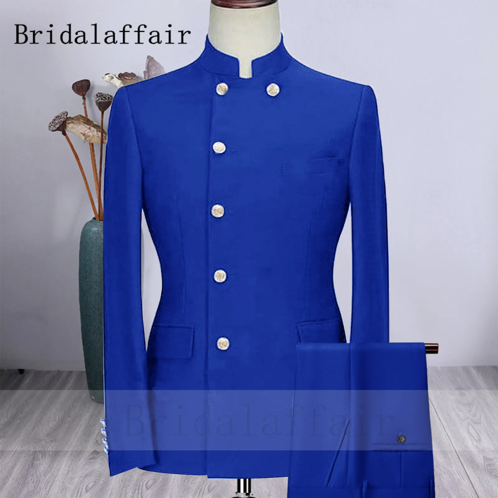 

Bridalaffair Royal Blue Groom Tuxedo Indian Wedding Wear Formal Dress Suit Slim Fit for Men Wedding Suits 2 piece Jacket Pants