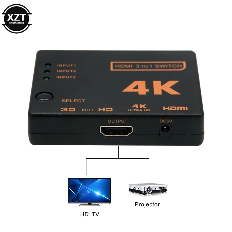 4K* 2K 3x1 HDMI переключатель сплиттер 3 в 1 выход HDTV аудио видео конвертер адаптер с пультом дистанционного управления для XBOX360 DVD PS3 проектор