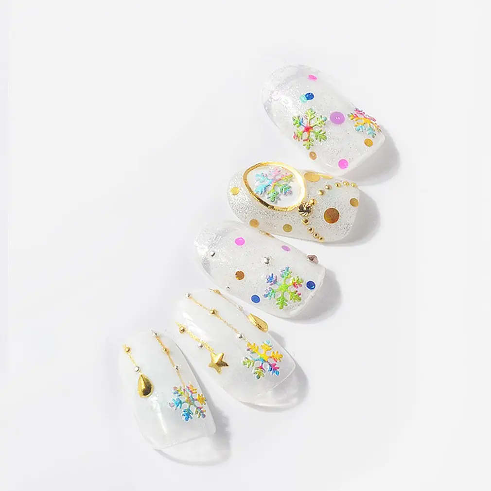 Новые украшения для ногтей, цветные снежинки, украшения ногтей, ультратонкие ногти, блестки, Рождественская Снежинка, серия