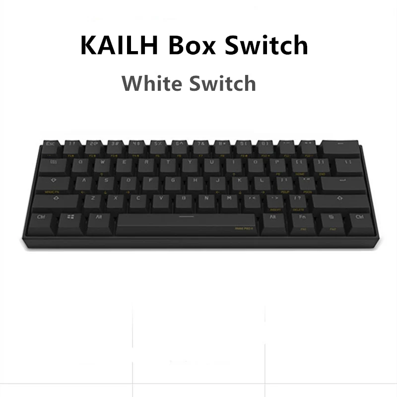 Anne Pro 2 Bluetooth 4,0 60% механическая клавиатура KAILH коробка переключатель 61 клавиши беспроводной тип-c Проводная RGB подсветка мини игровая клавиатура - Цвет: White Switch Black